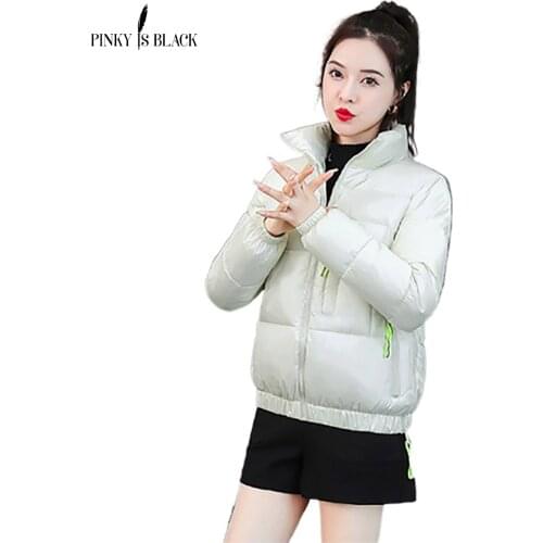 PinkyIsBlack Autumn Winter Jacket For Women 2021 Fashion Stand Collar Coat Female Jackets Winter Lady Short Parkas Warm Outwear