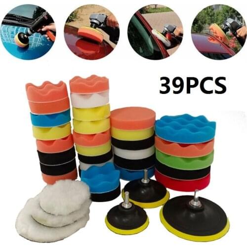 Car Polishing Disc Self-Adhesive Buffing Waxing Sponge Wool Wheel Polishing Pad For Car Polisher Drill Adapter Removes Scratches