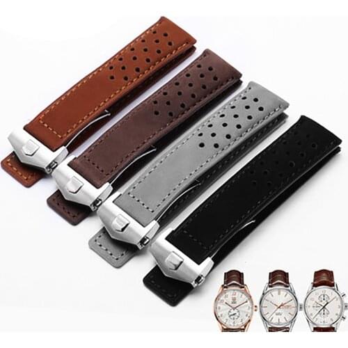 Leather watch band for TAG heritage 6 Carrera Monaco frosted leather strap breathable 22mm mens watch strap