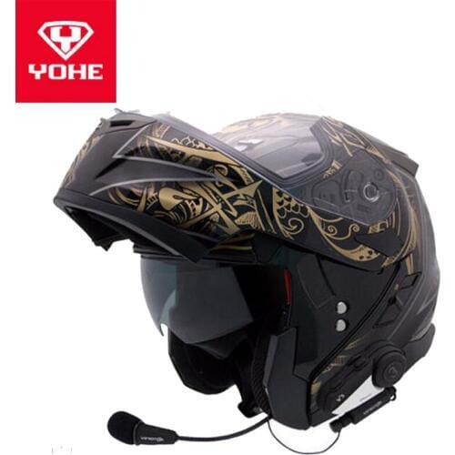 2019 Autumn Winter YOHE Flip Up Motorcycle Helmets YH953 Open Face Motorbike Helemt with V3 Bluetooth made of ABS PC lens Visor