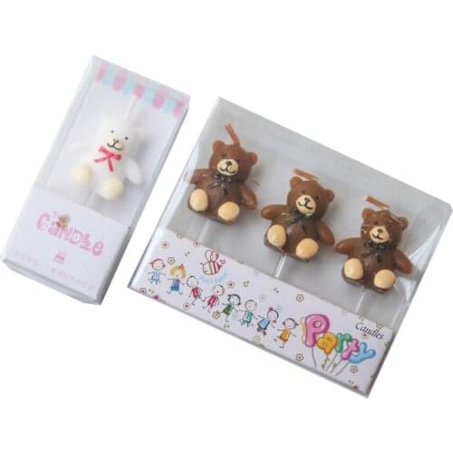 Cute Bear Smokeless Birthday Cake Candles Decoration For Windding Childrens Party Baby Showers Dessert Decorative Candl Supplie