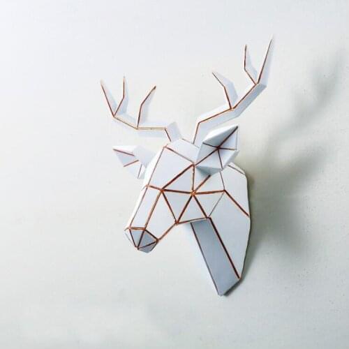 3D Modern Deer Head Sculpture Murals Home Wall Hanging Elk Statue Handmade Ornament Artwork Craft Small Size Deer Head Sculpture