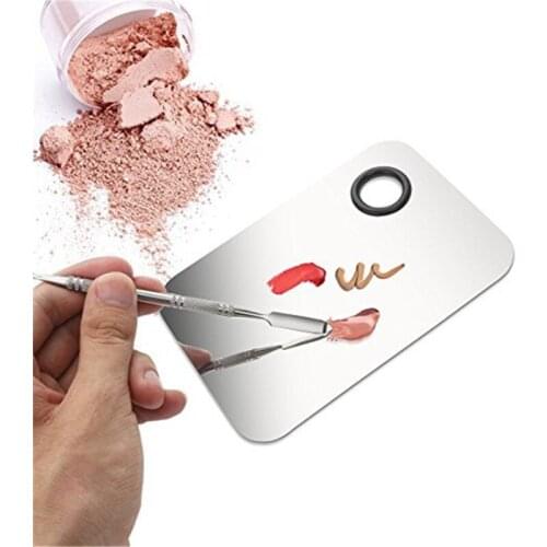 Stainless Steel Makeup Mixer Nail Art Polish Mixing Plate Foundation Eyeshadow Eye Shadow Mixer Palette with Spatula Rod