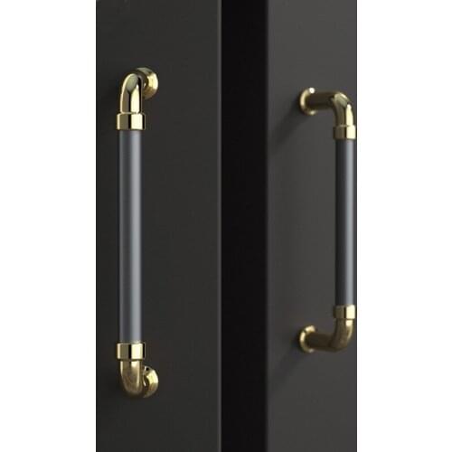 Light Luxury Cabinet Door Handle Metal Color Matching Modern Minimalist Large Wardrobe Drawer Handle Drawer Double Hole Handle