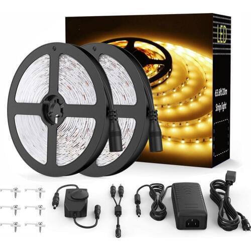 LED Strips 10M 20M 30M Warm White LED Light Strip Dimmable Flexible Tape Light With Power Supply For Party Chrismas Decoration