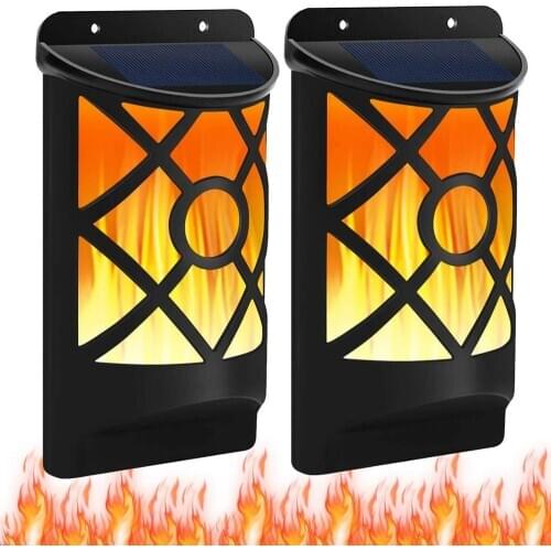 LED Solar Camping Light Flame Wall Light 2835smd 66 LED Outdoor Waterproof Dark Sensor for Yard Bench Pathway Garden