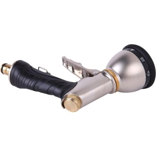 Electro-galvanized alloy water gun Multifunctional car wash water gun Garden spraying 9 function water spray gun Metal water gun