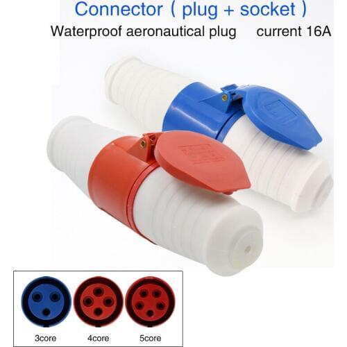 Waterproof industrial plug socket 3 core 4 core 5 core hole 16A connector aviation socket
