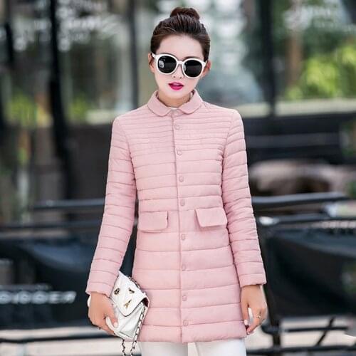 Office Lady Autumn Winter Jacket Slim Quilted Long Sleeve Ladies Casual Warm Coat Turn Down Collar Outwear for Female