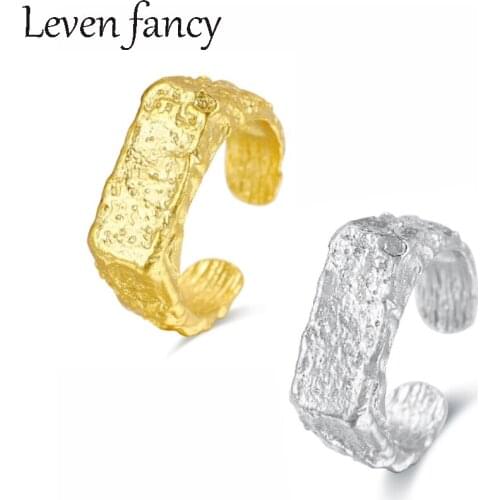 925 Sterling Silver Irregular Folds Geometric Bump Surface Open Rings Girl Womens Accesories 2020 Golden Jewelry