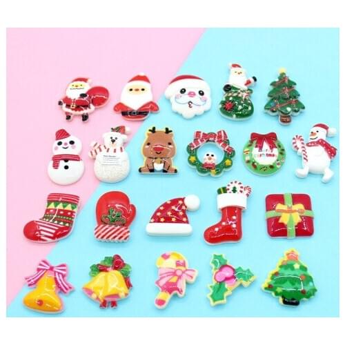 10/20Pcs Christmas Resin Charm Flatback Home Decoration Scrapbooking Cute Clay Candy Craft DIY Accessories Buttons