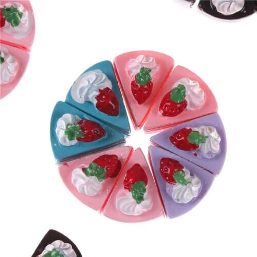 10Pcs Kawaii Flat Back DIY Miniature Artificial Fake Food Cake Resin Cabochon Decorative Craft Play Doll House Toy