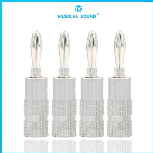 10Pcs/Lot Pure Copper Silver-Plated Speaker Audio Wiring Silver-Plated Speaker Cable Banana Plug Wire Pin Plug Connectors