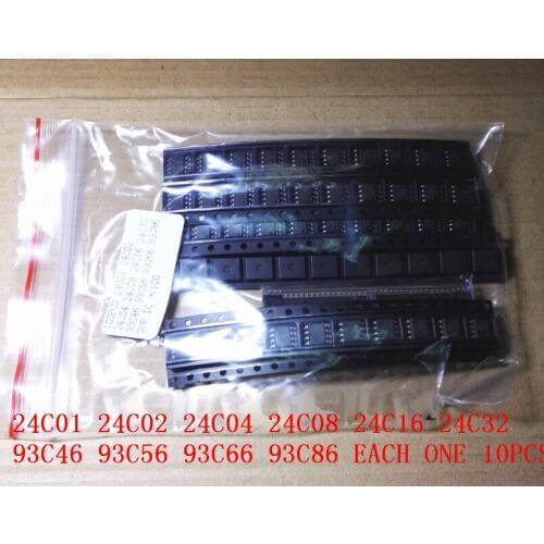 100PCS 24C01 24C02 24C04 24C08 24C16 24C32 93C46 93C56 93C66 93C86 SOP-8 IC EEPROM KIT (each one 10pcs)