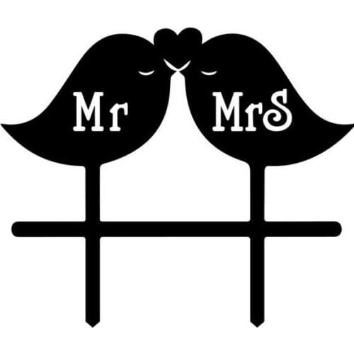 100pcs/lot, Creative Mr. & Mrs birds design wedding cake inserted card Wedding Cake Topper Party Cake Decorations