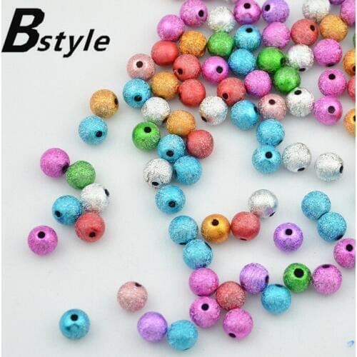 200pcs 8mm mixed color Spacer bead stardust acrylic round matte bead jewelry fitting diy accessories Free shipping