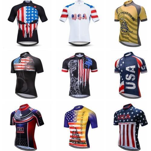 2021 Pro Team Cycling Jersey Men USA Bicycle Clothing Summer Short Sleeve MTB Bike Jersey Sports Cycling Shirt Maillot Ciclismo