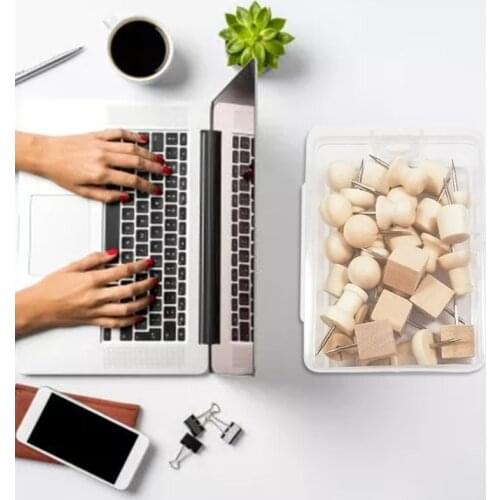 30 Pcs Metal Pushpin Set Classic Wooden Thumb Tack for Cork Board Home DIY Decor N0PB