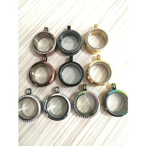 5pcs/lot Locket Pendant 30MM Magnetic Stainless Steel Floating Locket Floating Charms Memory Glass Locket 10 Styles SL011