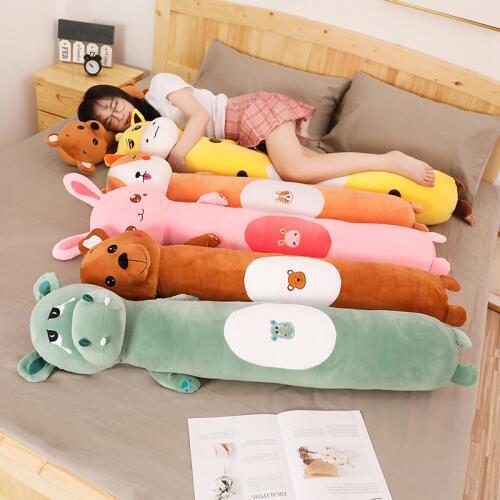 75cm/100cm Plush Cat Giraffe Bear Rabbit Hippo Toy Doll Boyfriend Giant Long Pillow Big Cushion Stuffed Doll Girls Bolster Gifts