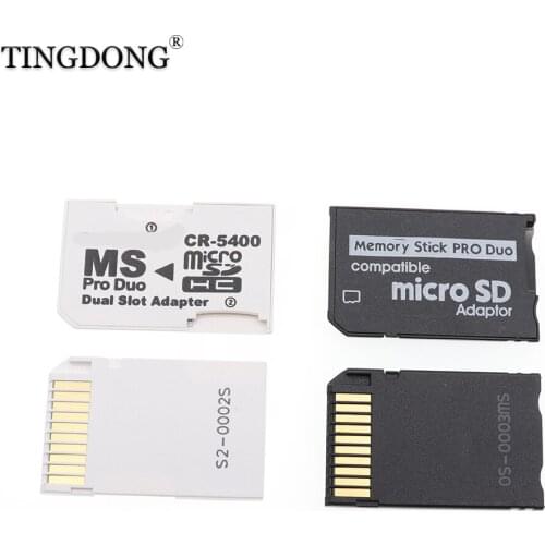 Memory Card Adapter Micro SD TF Flash Card to Memory Stick MS Pro Duo for PSP Card Dual 2 Slot Adapter White