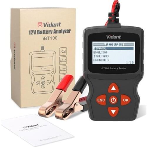Vident iBT100 12V Battery Tester Analyzer for Flooded, AGM,GEL 100 to 1100CCA Flooded AGM GEL Automotive Battery Test Tool