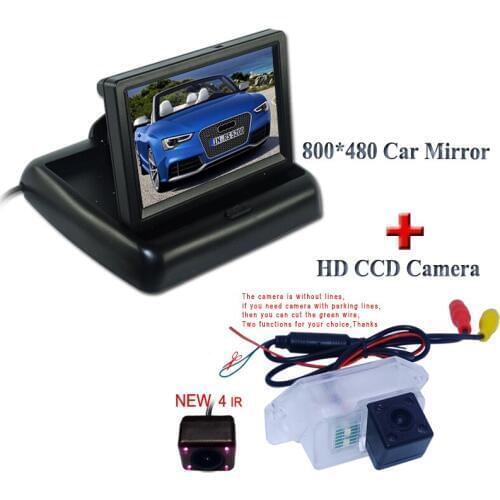Night vision hd car parking camera 170 degree with black shell plastic 4.3" foldable car screen monitor for Mitsubishi Lancer