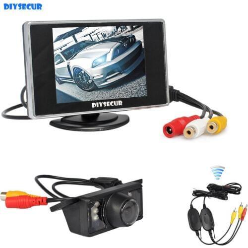 DIYSECUR Wireless 3.5" TFT LCD Car Monitor 2 Channel Video Input Rear Camera Reversing Camera Parking Assistance System