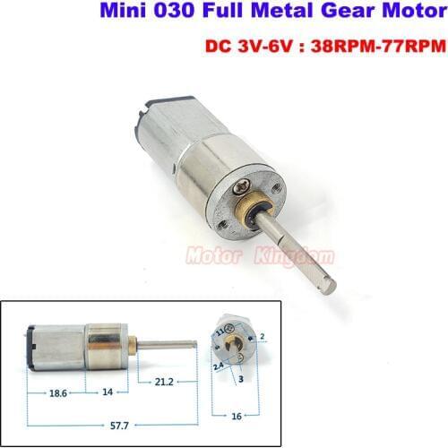 DC 3V-12V 38RPM-150RPM Slow Speed Micro Mini 030 Gear Motor Micro Full Metal Gearbox 21MM Long shaft DIY Robot Car