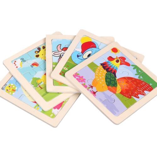Hot Sale 9/20 Slice Kids Puzzle Toy Animals And Vehicle Wooden Puzzles Jigsaw Baby Educational Learning Toys For Children Gift