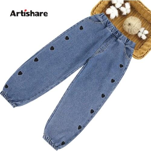 Jeans For Girls Heart Pattern Girl Child Jeans Casual Style Kids Jeans Spring Autumn Childrens Jeans Clothes
