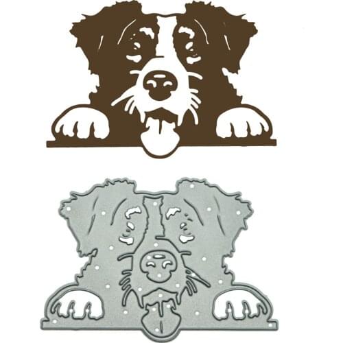 Dog Pattern Metal Cutting Dies Scrapbooking Border Collie Shape Mold Craft Paper Cutter For Clipart Card Photo Album Decorating