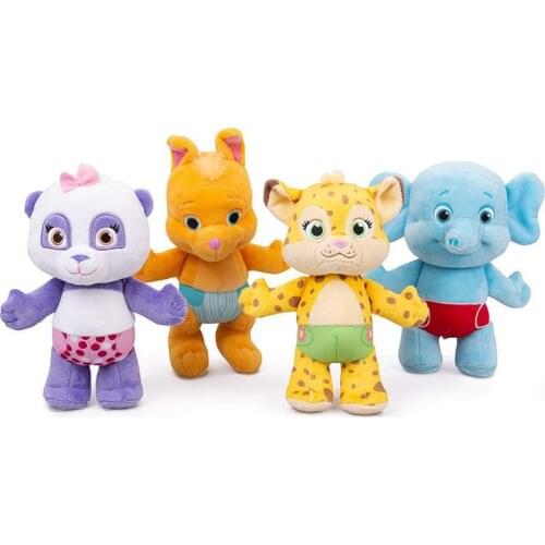 4pcs/set 25cm Word Party Plush Doll Learning Stuffed Toy Lulu Franny Bailey Kip Leopard kangaroo Elephant Panda Gifts For Kids