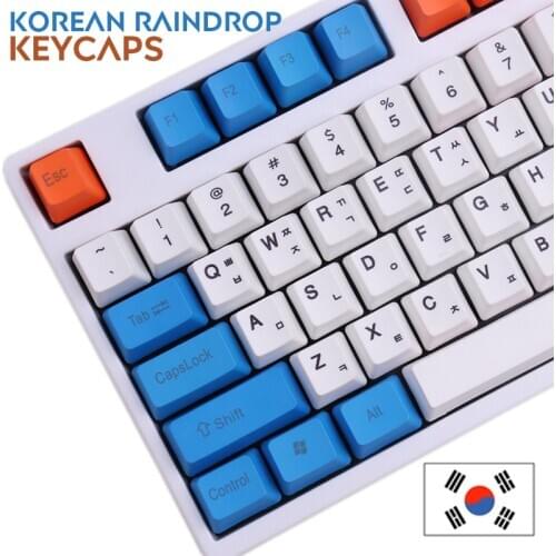 PBT keycap 108 key OEM introduction Korean keycap dye sublimation + laser engraved raindrop keycap for mechanical keyboard