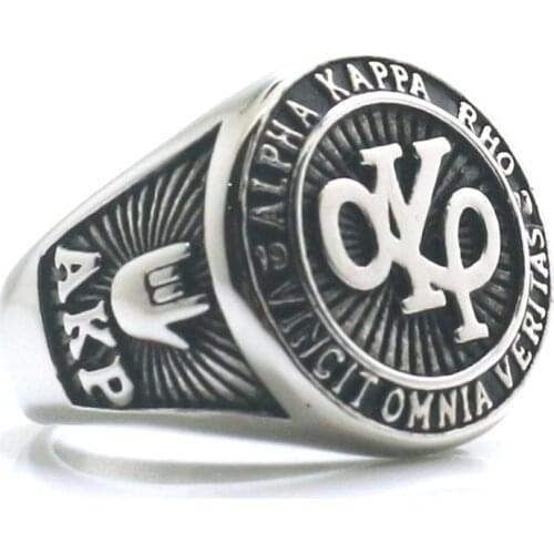 ALPHA KAPPA RHO Unisex 316L Stainless Steel VINCIT OMNIA VERITAS Ring