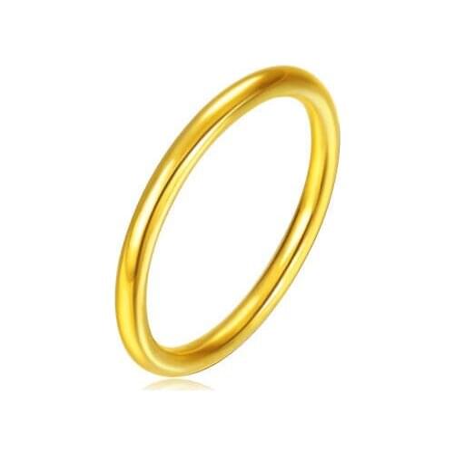 New Pure 24K Yellow Gold Smooth-Shape Ring Band Size 5