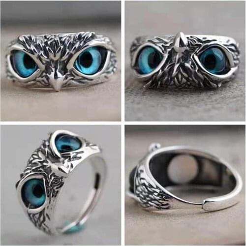 ORZTOON Summer Trendy Retro Hip-hop Style Owl Rings For Women Creative Adjustable Couple Cute Ring Jewelry 2021 New Party Gift