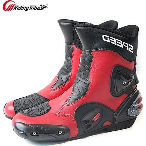 Motorcycle Boots Microfiber Leather Waterproof Middle boot Moto Racing Motocross Riding Tribe Motorbike Shoes