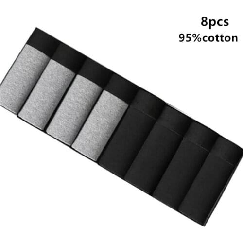 8pcs/Lot Mens Underwear Solid Color Pure Cotton Sexy Underwear Boxer Shorts Soft Breathable Comfortable Mens Shorts Underwear