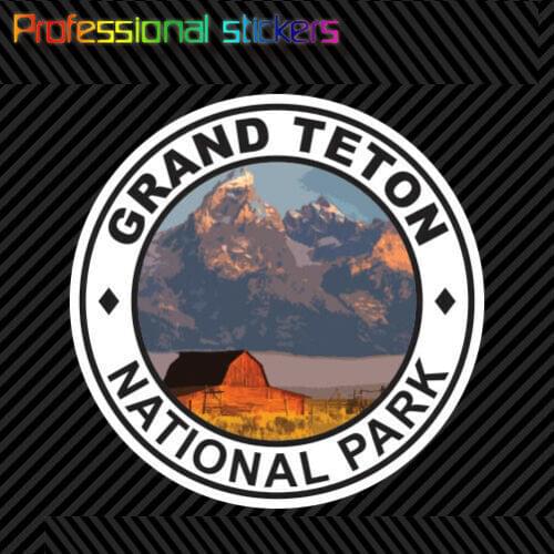 Grand Teton National Park Sticker Wyoming Jackson Hole Hike Camp Wilderness for Car, RV, Laptops, Motorcycles, Office Supplies