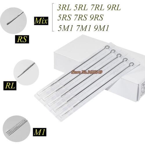 Disposable Tattoo Needles Sterilized Mix Needles 10 Size 3RL 5RL 7RL 9RL 5RS 7RS 9RS 5M1 7M1 9M1 Tattoo Machine Gun Grip Tip
