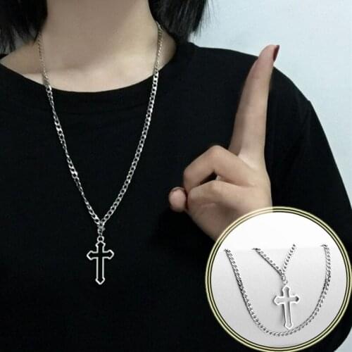 Necklace Men Women Pendant Chain Hollow Vintage Cross Cool Harajuku Gothic Dark