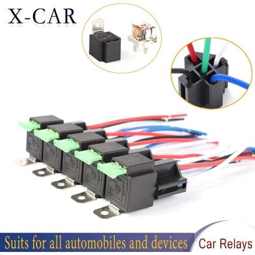 X-CAR 6pcs 5-Pin SPST Automotive Electrical Relays with 14AWG Wires Car Fuse Relay Switch Harness Set 30A ATO/ATC Blade Fuse