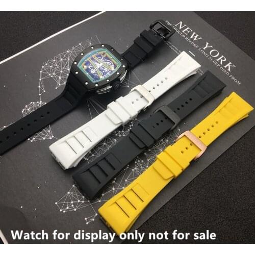 Brands 20mm Red White Black Waterproof Natural Rubber Watchband Watch Strap Replace for Richard And Mille strap Bracelet buckle