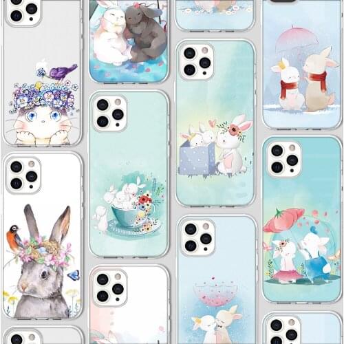 Ciciber Cute Bunny Luxury Funda Case for Iphone 12 Case for IPhone 12 11 Pro XR 7 X XS Max Mini 8 6 6S Plus 5 SE 2020 Silicone