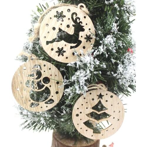 6PCS Deer DIY Wooden Pendants Ornaments Xmas Tree Hanging Ornament Wood Crafts Kids Gift for Home Christmas Party Decorations