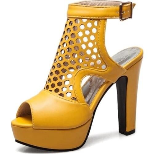 Big Size 18 19 High heels sandals women shoes woman summer ladies Rough-heeled sandals