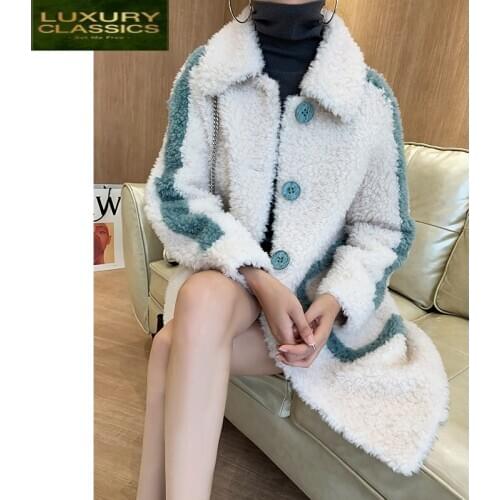 Female Real Fur Coat Vintage Long Sheep Shearing Jacket Women Winter Clothes 2021 Korean 100% Wool Coat Elegant Tops 6971