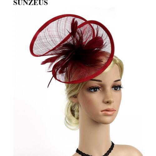 Bridal Hats for Women Feathers Linen Hats Hair Accessories with Headband sombreros mujer elegantes para boda SH24