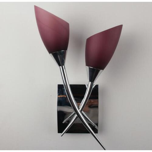 LED wall lamp Bedroom bedside aisle double purple glass wall lighting fixture Double headed wall light led fixture lamps
